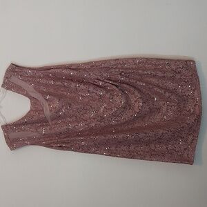 Scarlett Sleeveless Taupe Lace And Sequins Sheath Dress .